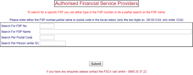 Check the forex broker's Regulation with FSCA